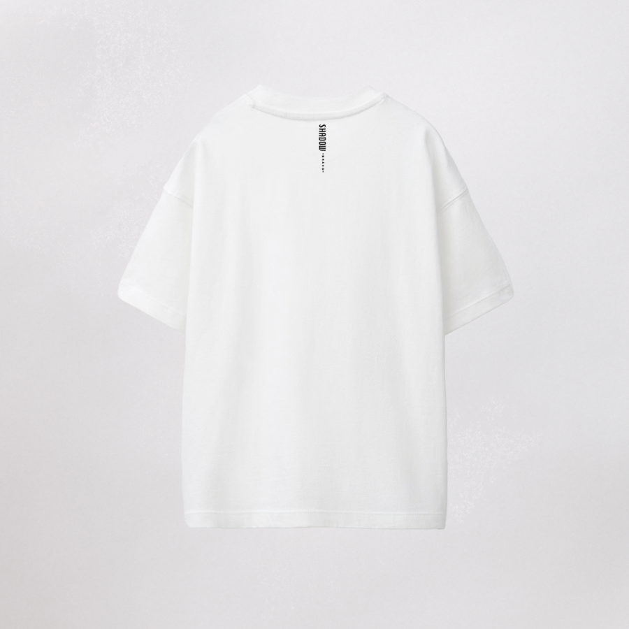 Projekt 4 Koszulka gruba Oversize biała Nadruk Przód + tył